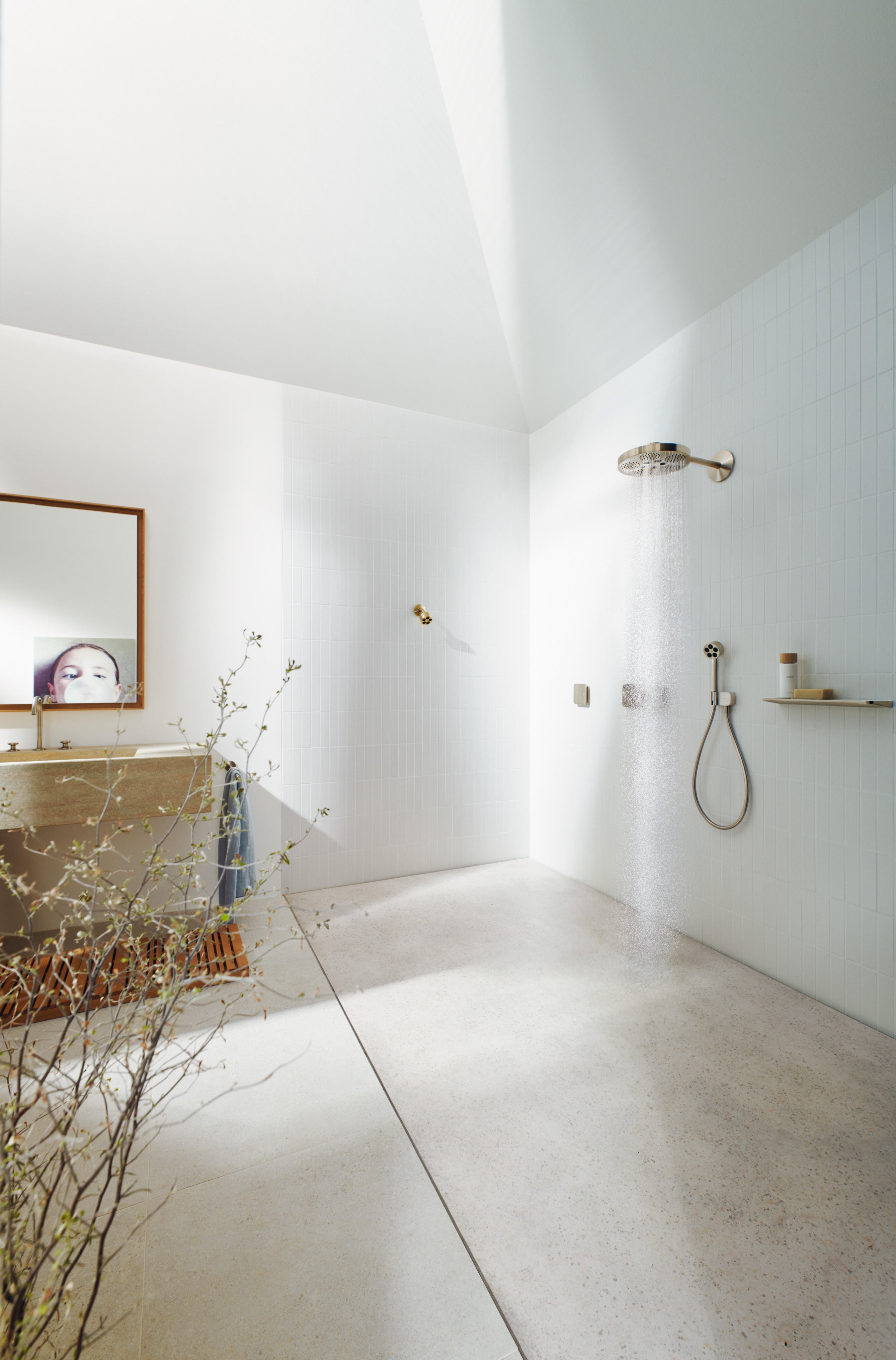 AXOR One Concealed Shower Thermostat with 3 Outlets from Brandt in Brushed Nickel finish