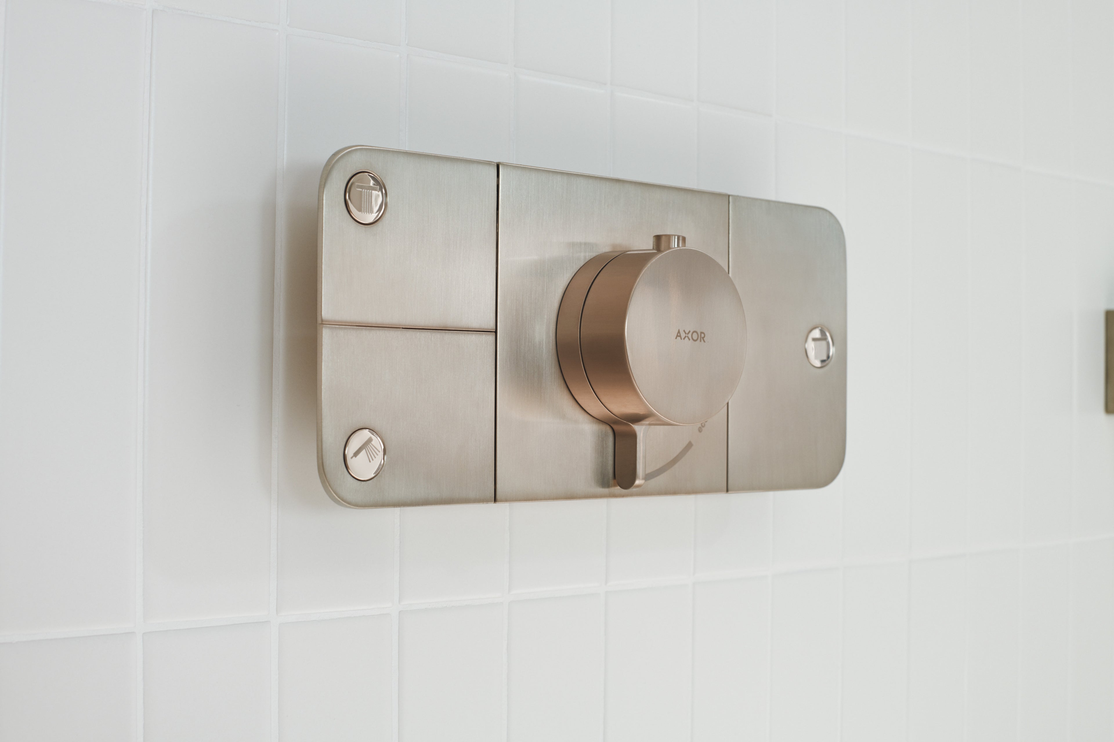 AXOR One Concealed Shower Thermostat with 3 Outlets from Brandt in Brushed Nickel finish