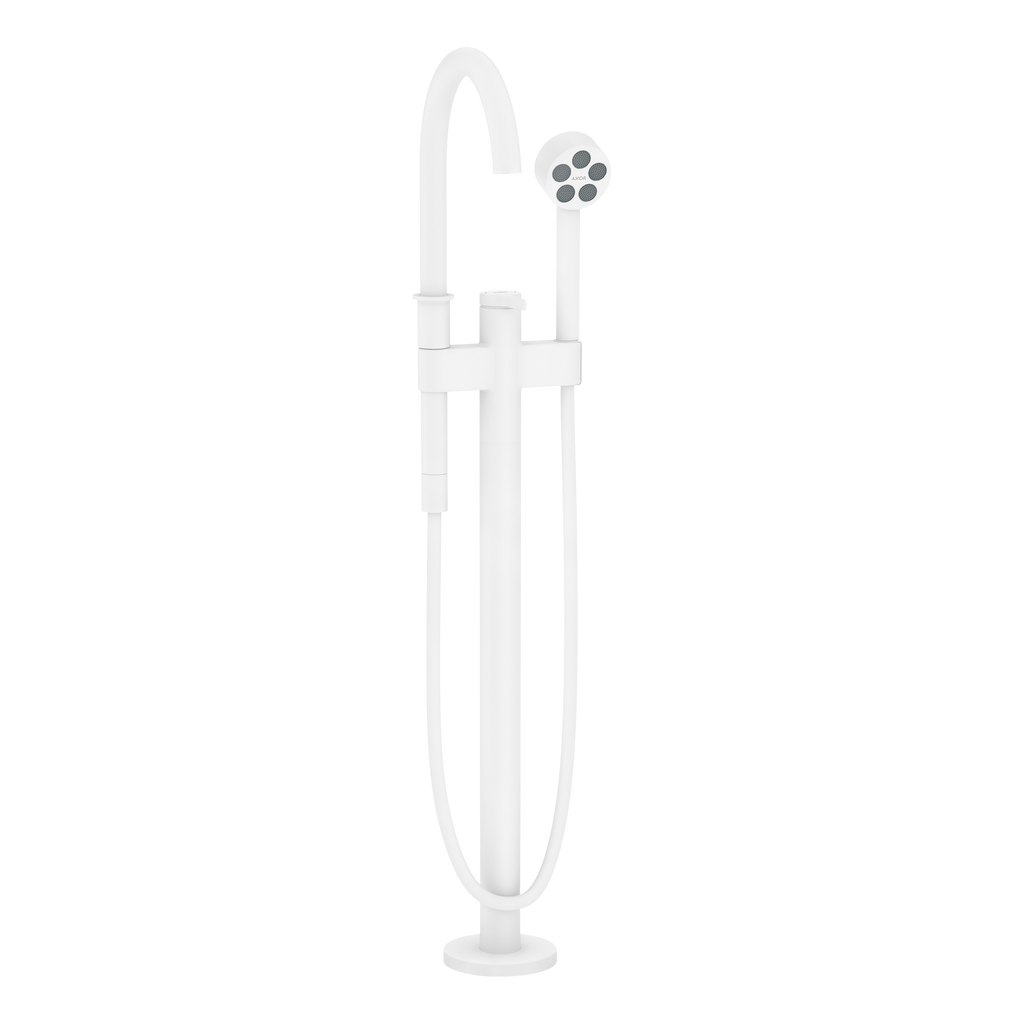 AXOR One Single Lever Handle Floorstanding Bath & Shower Mixer Faucet from Brandt in Matt White finish