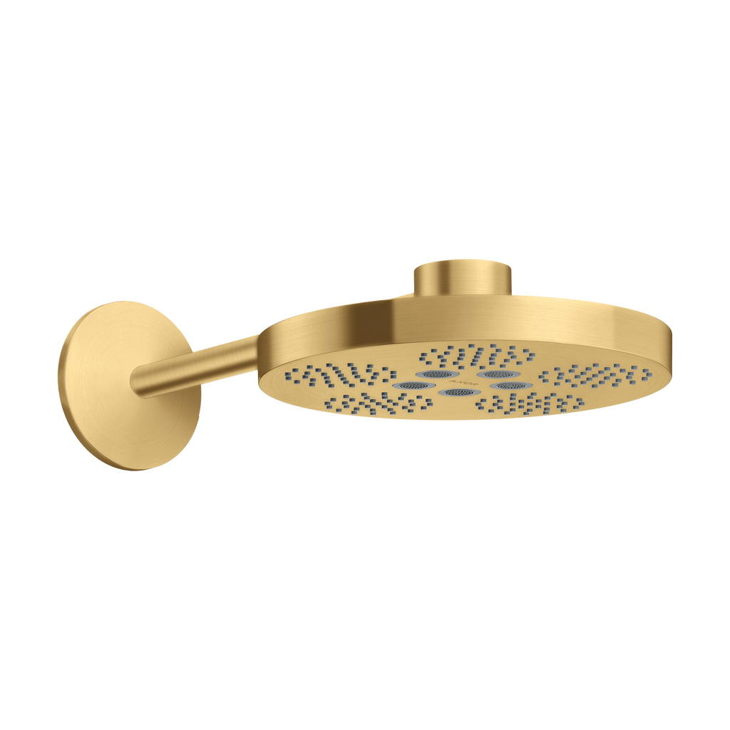 AXOR One Overhead Shower 280 2jet with Shower Arm from Brandt in Brushed Gold Optic finish