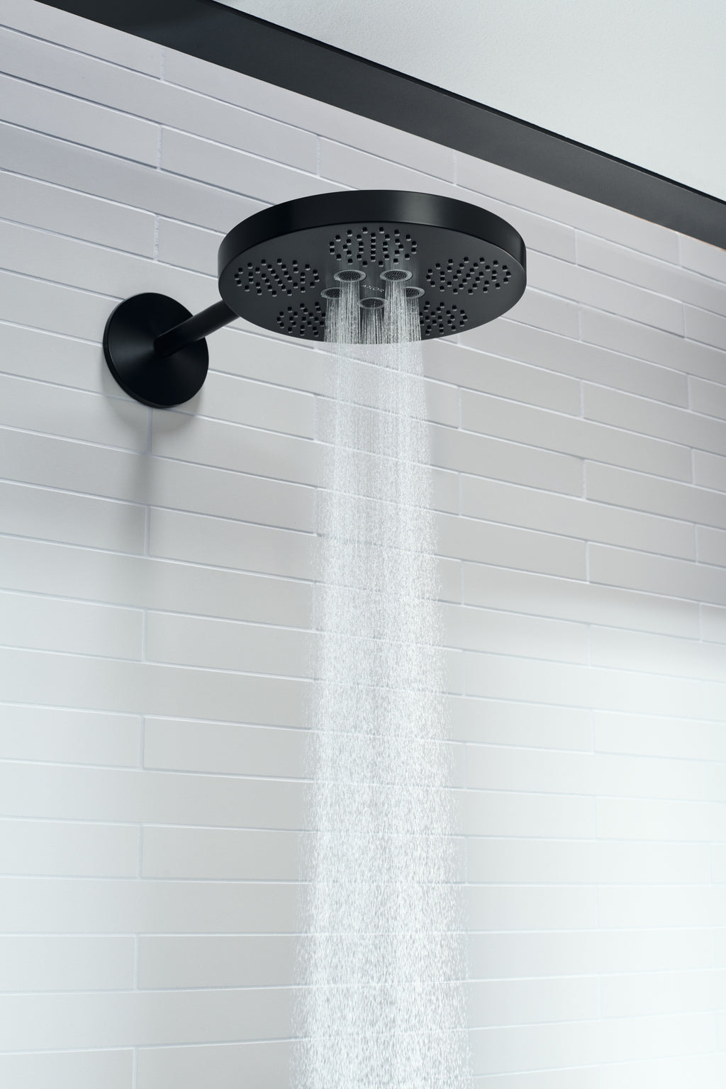 AXOR One Overhead Shower 280 2jet with Shower Arm from Brandt in Matt Black finish