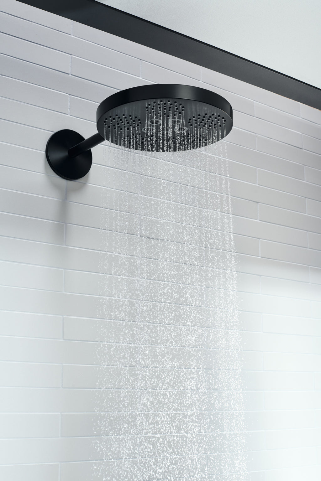 AXOR One Overhead Shower 280 2jet with Shower Arm from Brandt in Matt Black finish