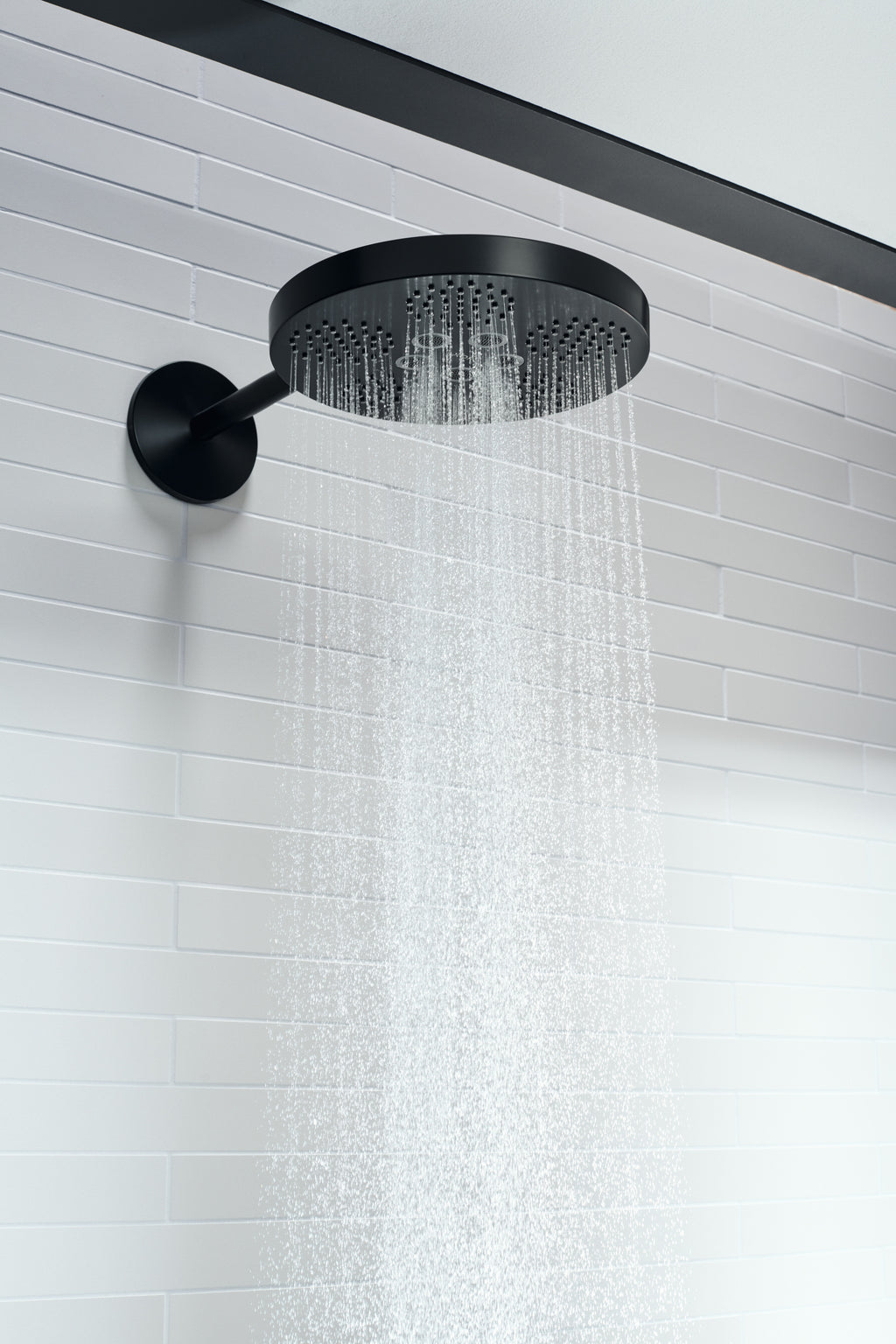 AXOR One Overhead Shower 280 2jet with Shower Arm from Brandt in Matt Black finish