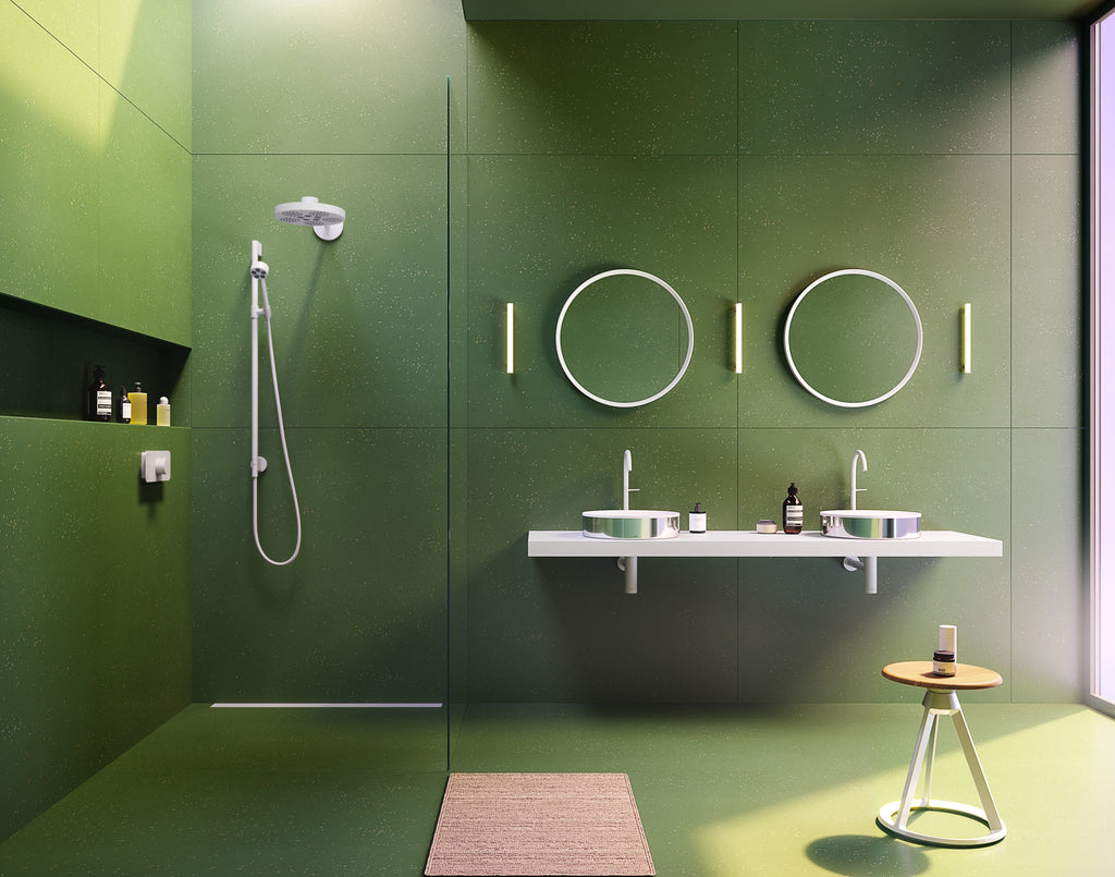 AXOR One Overhead Shower 280 2jet with Shower Arm from Brandt in Matt White finish