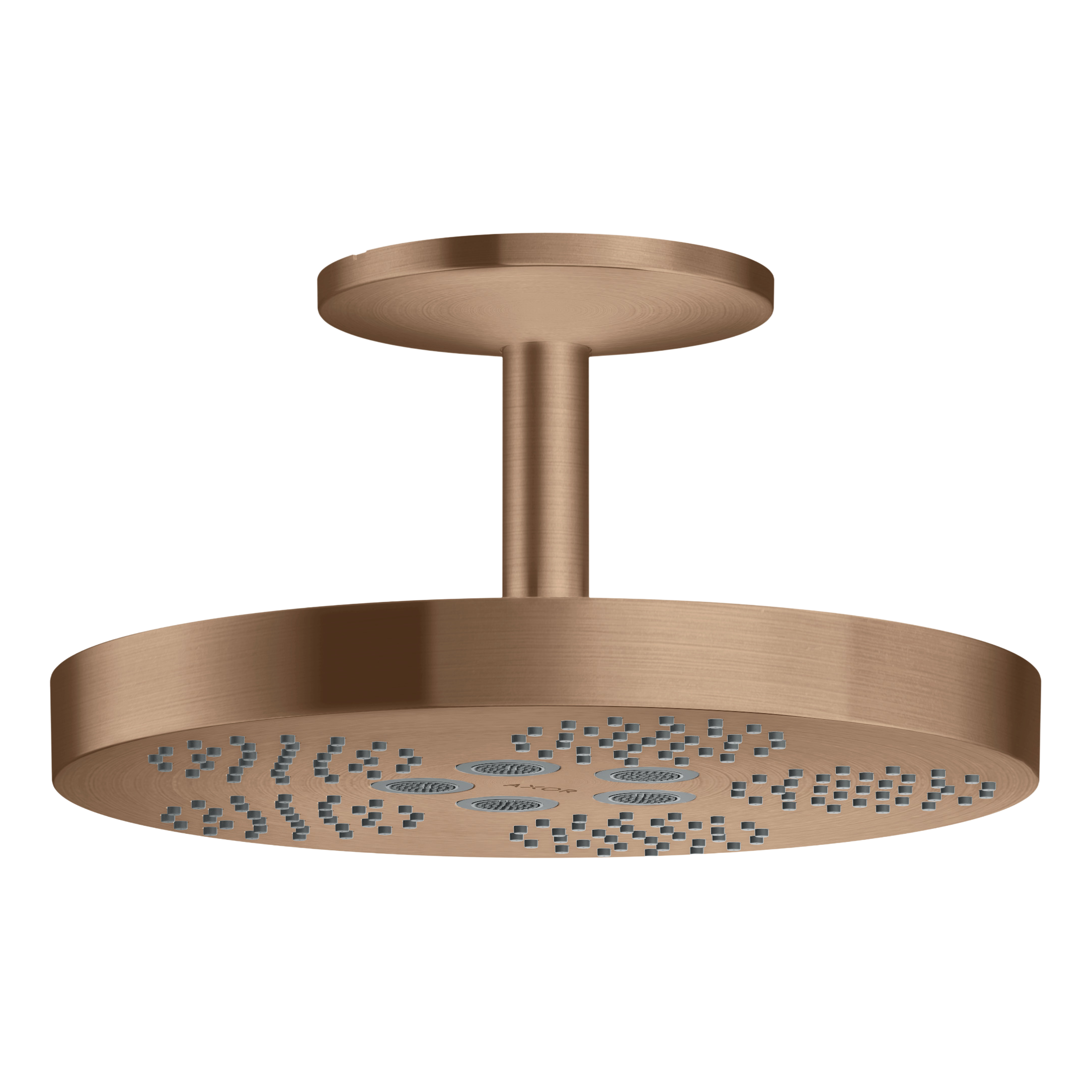 AXOR One Overhead Shower 280 1jet with Ceiling Connection from Brandt in Brushed Red Gold finish