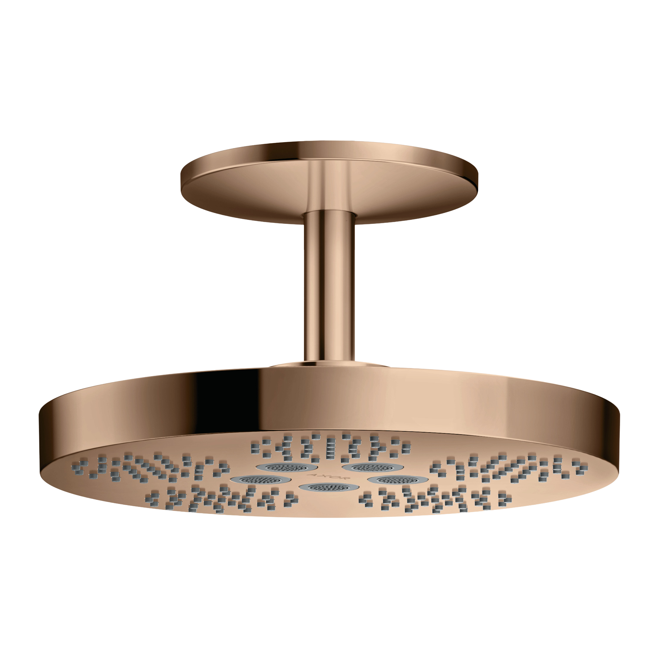 AXOR One Overhead Shower 280 2jet with Ceiling Connection from Brandt in Polished Red Gold finish