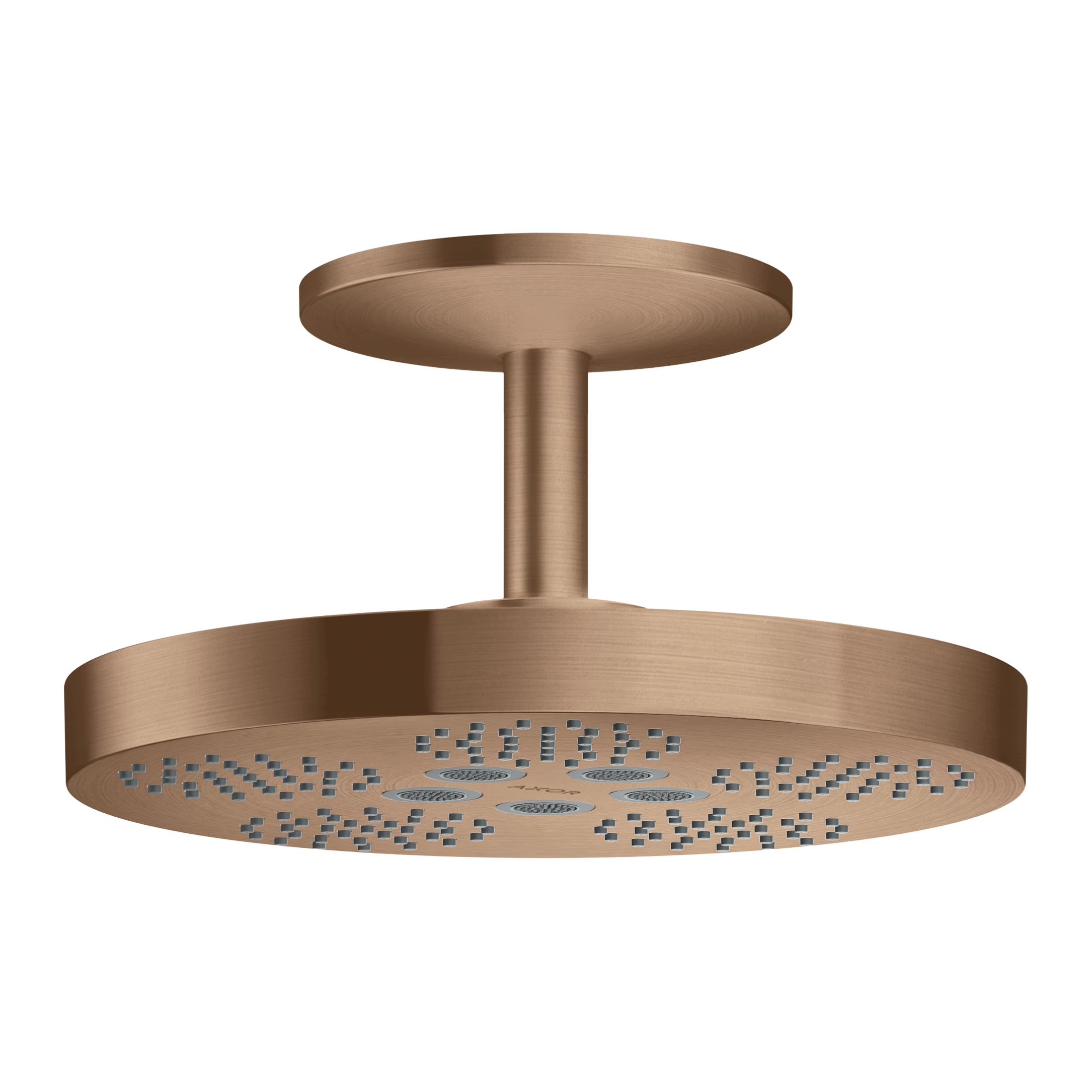 AXOR One Overhead Shower 280 2jet with Ceiling Connection from Brandt in Brushed Red Gold finish