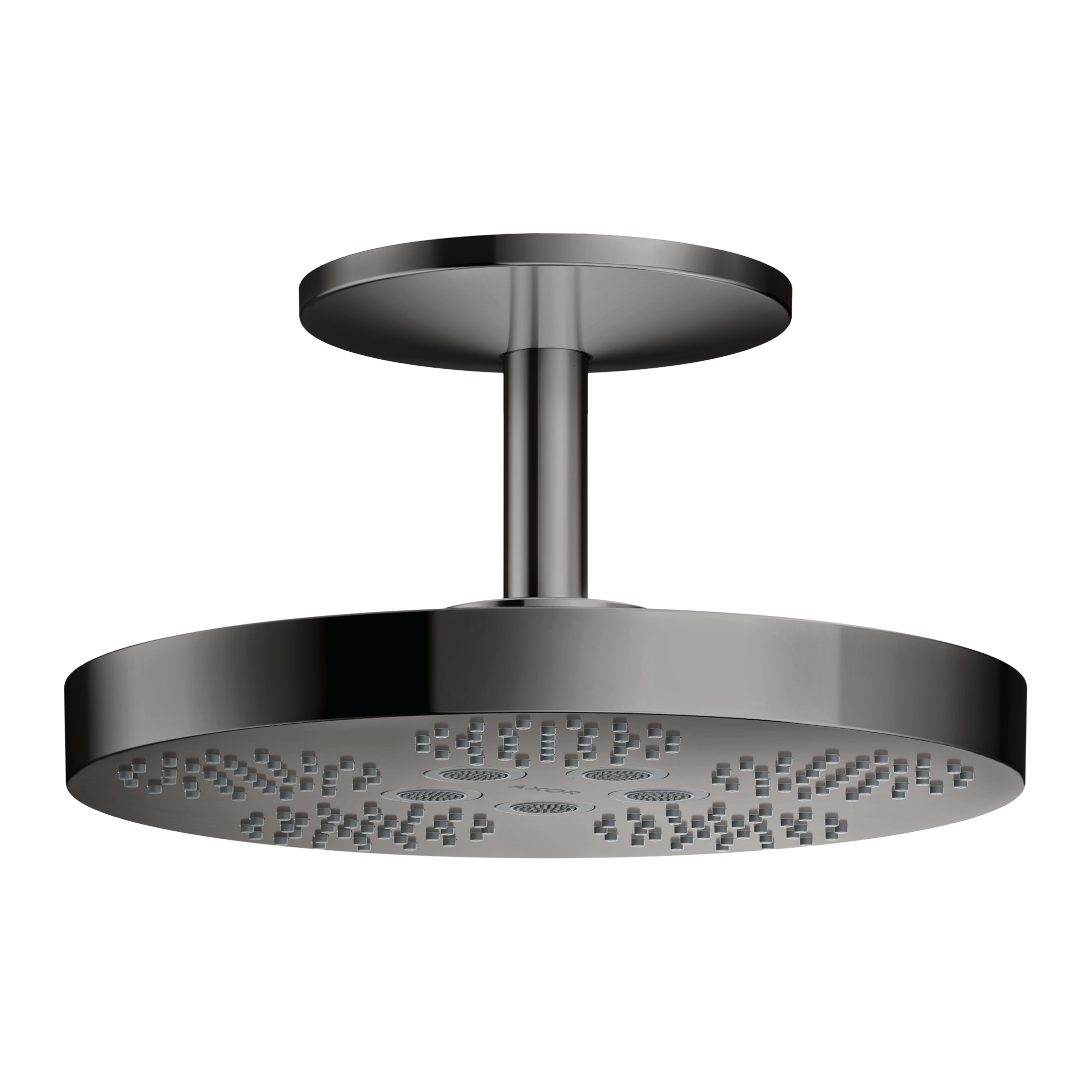 AXOR One Overhead Shower 280 2jet with Ceiling Connection from Brandt in Polished Black Chrome finish