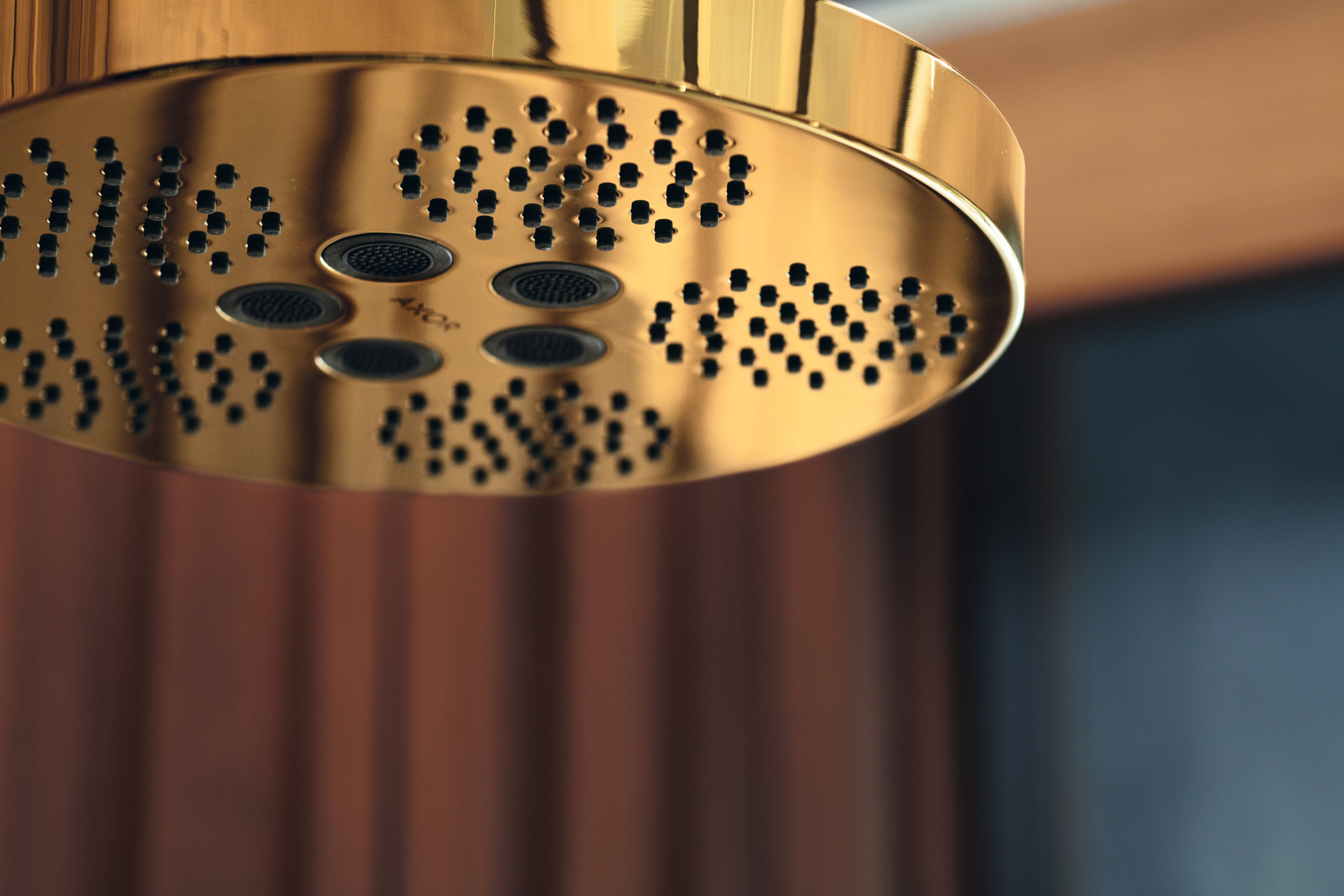 AXOR One Overhead Shower 280 2jet with Ceiling Connection from Brandt in Polished Gold Optic finish