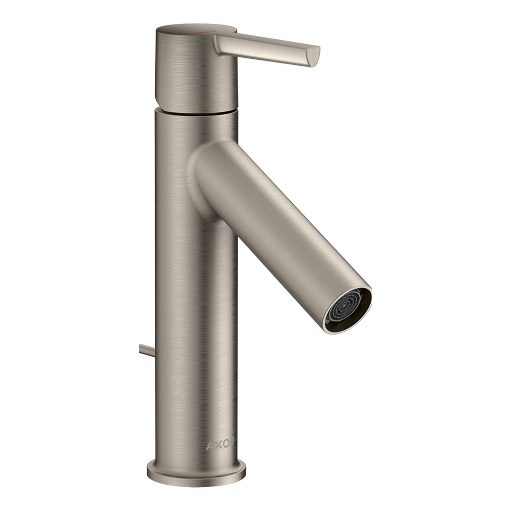 AXOR Starck Single Lever Handle Basin Mixer Faucet 100 with CoolStart and Pop-Up Waste Set from Brandt in Stainless Steel Optic finish