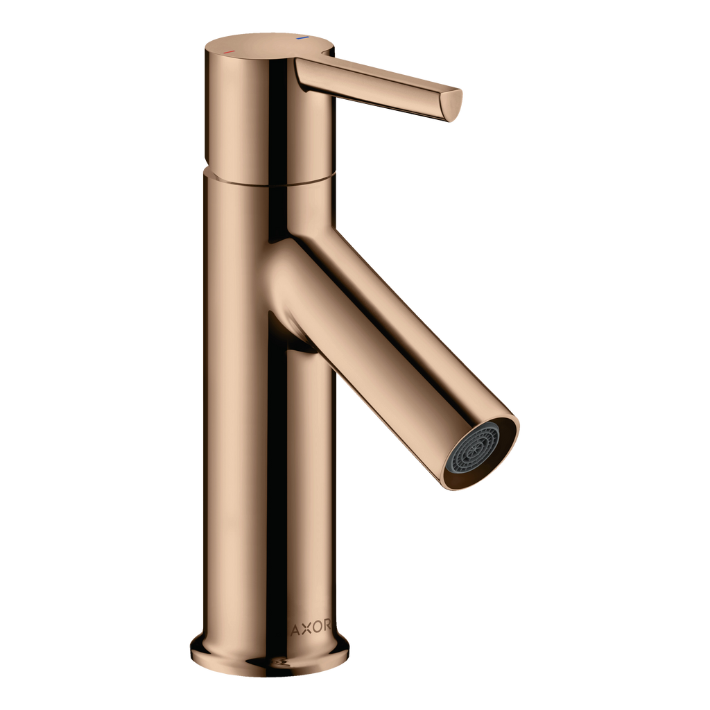 AXOR Starck Single Lever Handle Basin Mixer Faucet 80 with Pop-Up Waste Set from Brandt in Polished Red Gold finish