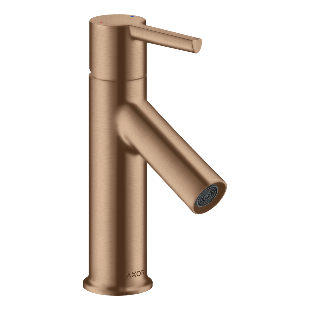 AXOR Starck Single Lever Handle Basin Mixer Faucet 80 with Pop-Up Waste Set from Brandt in Brushed Red Gold finish