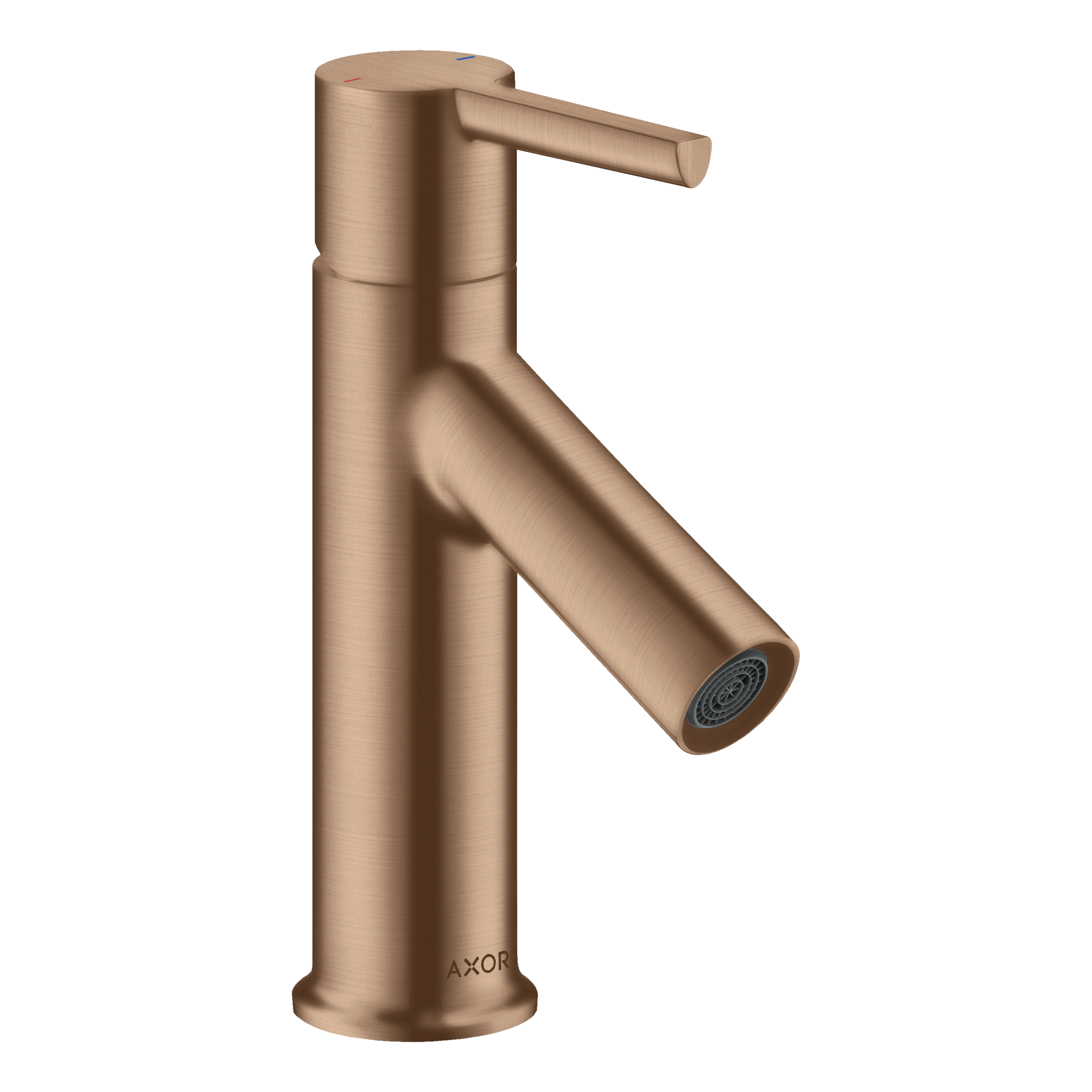 AXOR Starck Single Lever Handle Basin Mixer Faucet 80 with Pop-Up Waste Set from Brandt in Brushed Red Gold finish