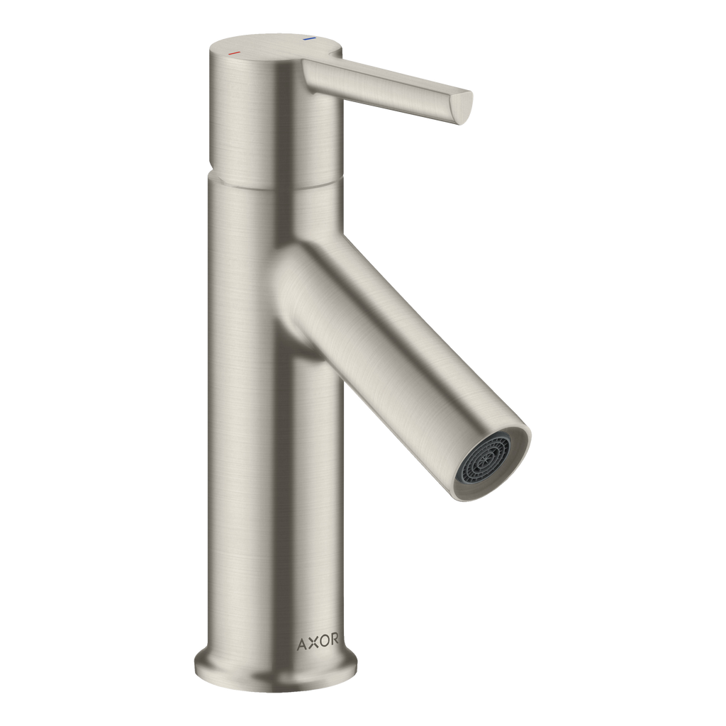 AXOR Starck Single Lever Handle Basin Mixer Faucet 80 with Pop-Up Waste Set from Brandt in Stainless Steel Optic finish