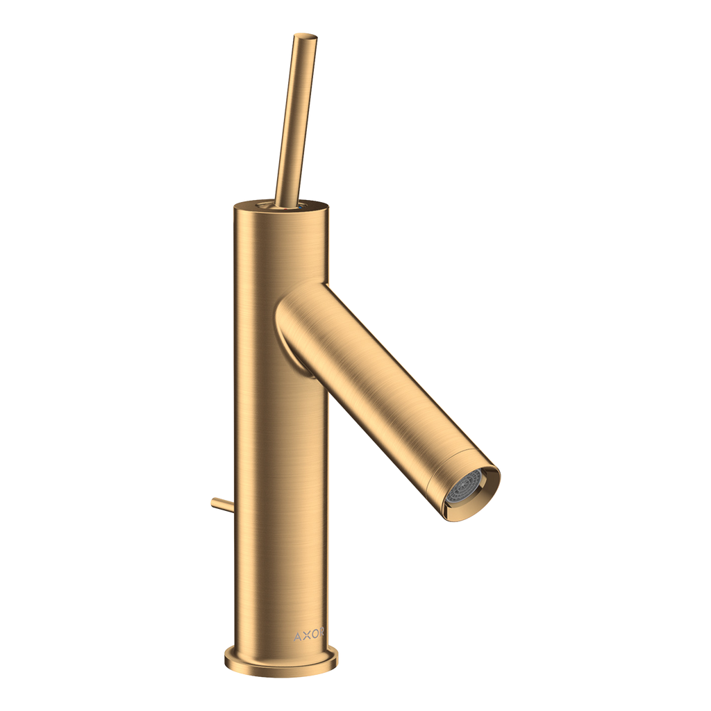 AXOR Starck Single Pin Handle Basin Mixer Faucet 90 with Pop-Up Waste Set from Brandt in Brushed Brass finish
