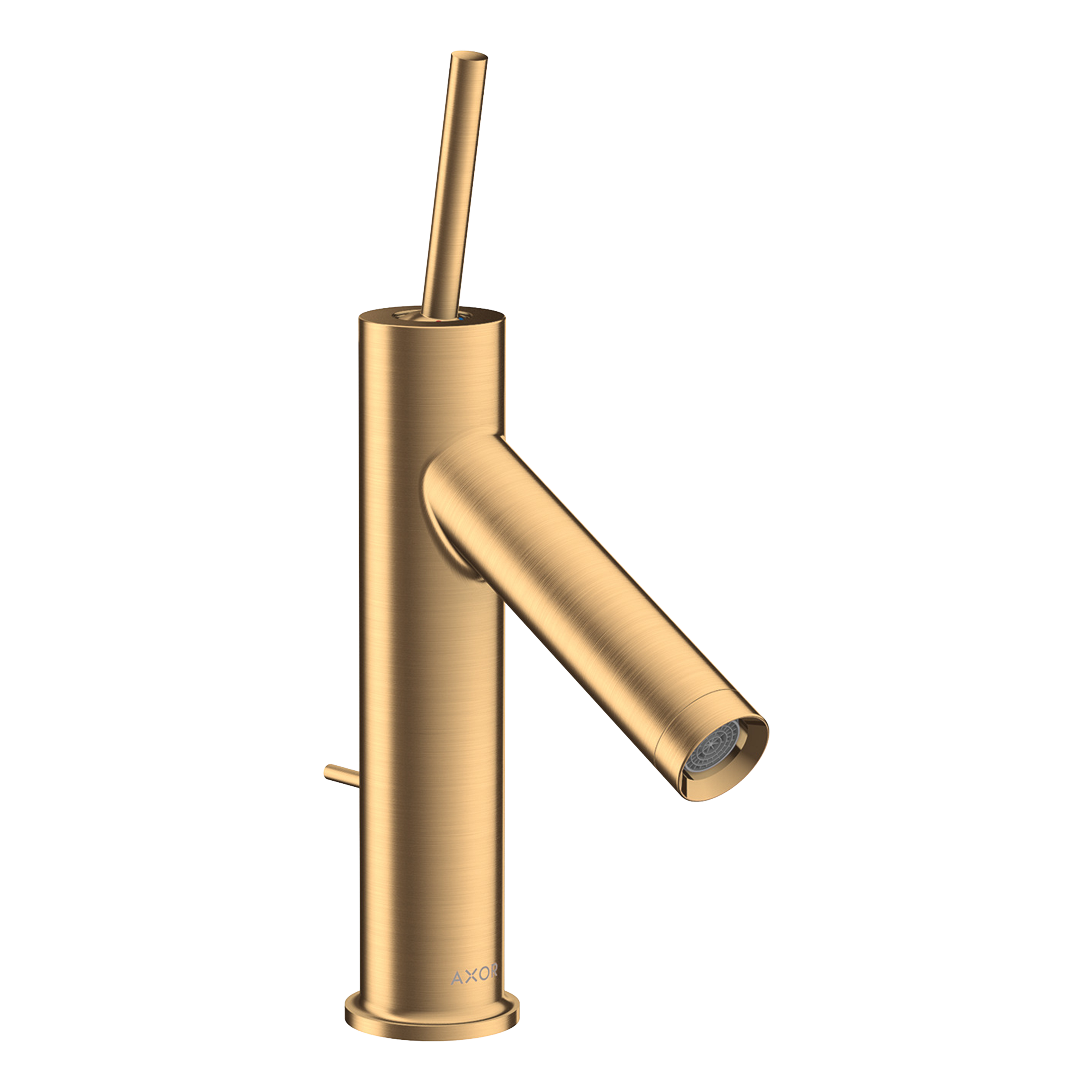 AXOR Starck Single Pin Handle Basin Mixer Faucet 90 with Pop-Up Waste Set from Brandt in Brushed Brass finish