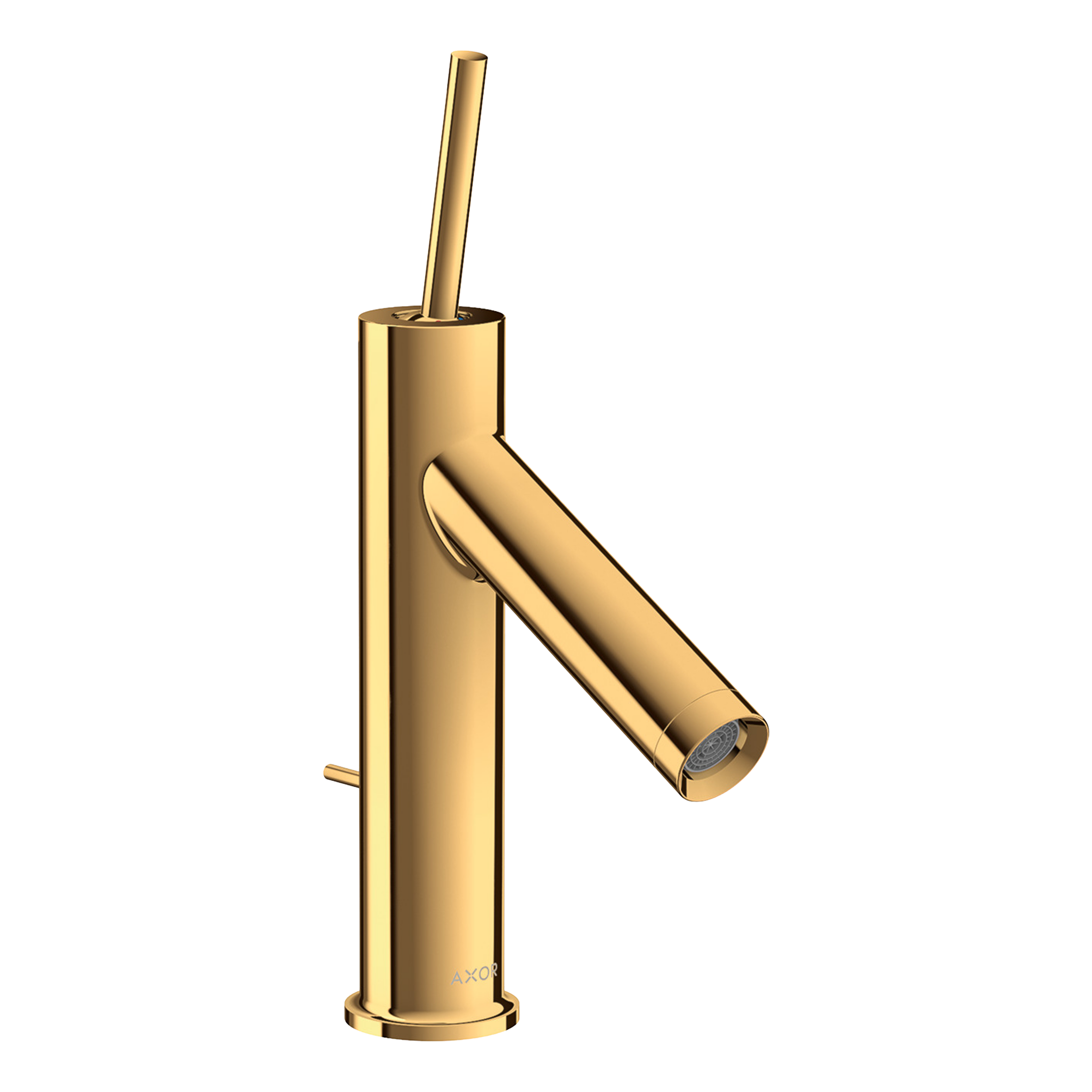 AXOR Starck Single Pin Handle Basin Mixer Faucet 90 with Pop-Up Waste Set from Brandt in Polished Gold Optic finish
