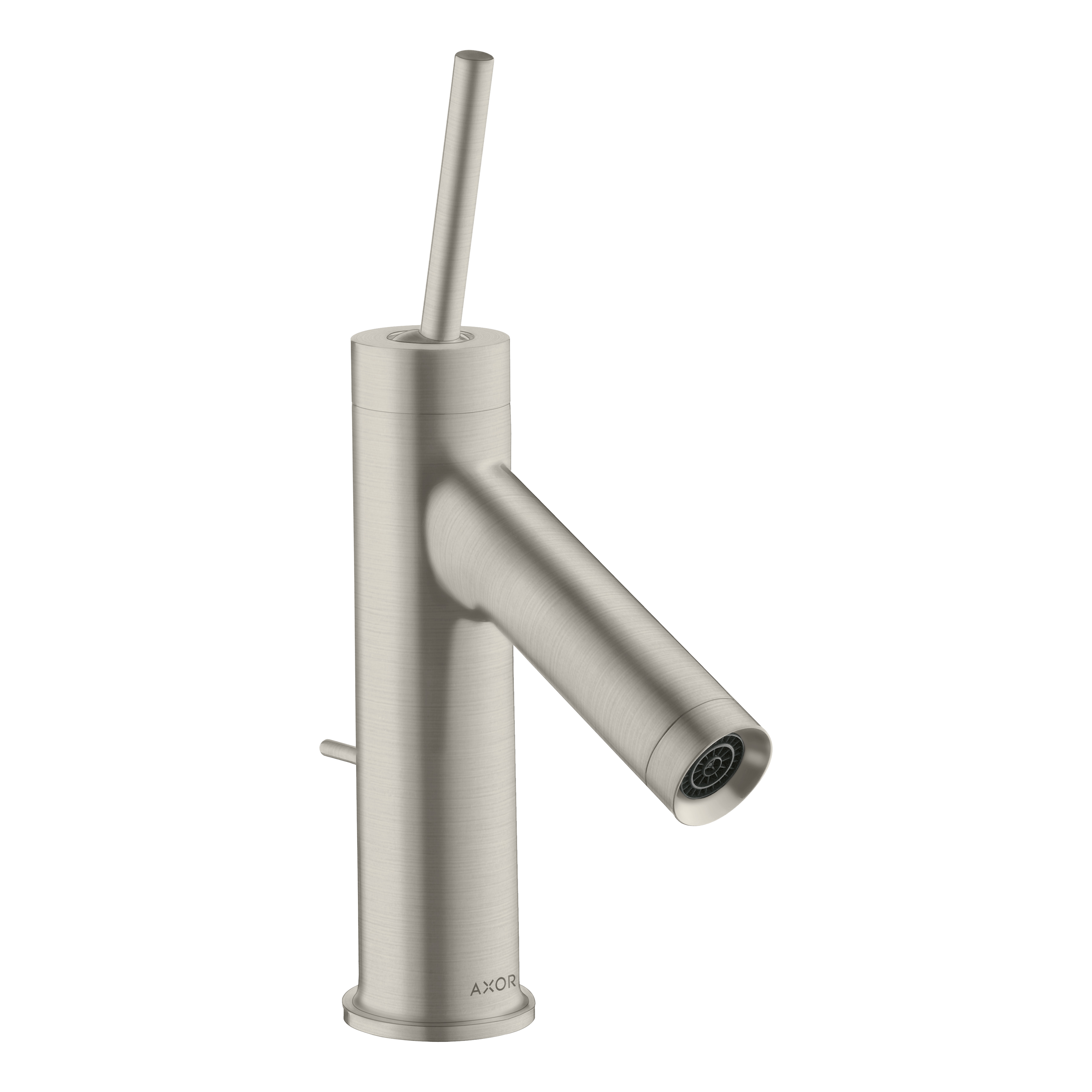 AXOR Starck Single Pin Handle Basin Mixer Faucet 70 with Pop-Up Waste Set from Brandt in Stainless Steel Optic finish