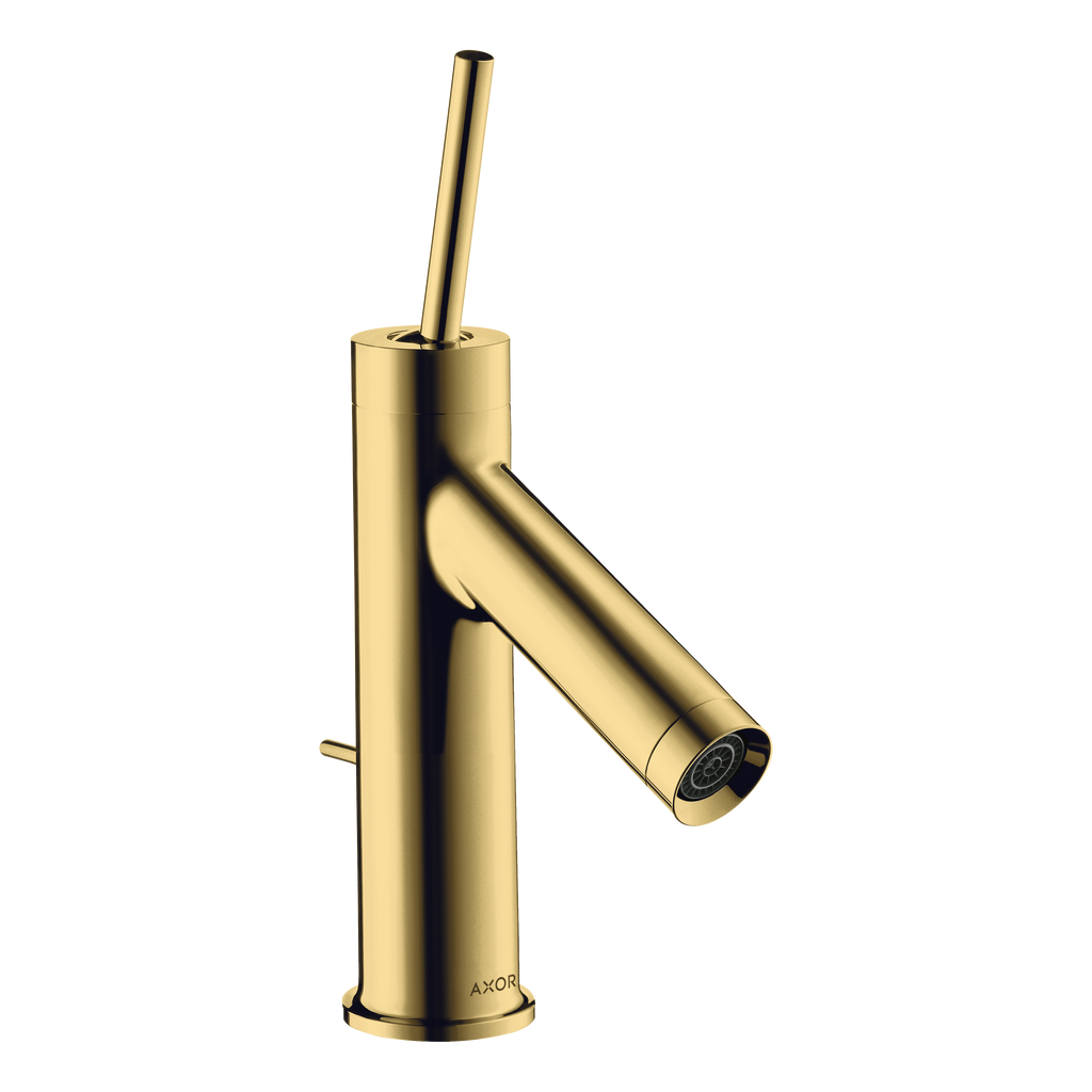 AXOR Starck Single Pin Handle Basin Mixer Faucet 70 with Pop-Up Waste Set from Brandt in Polished Gold Optic finish