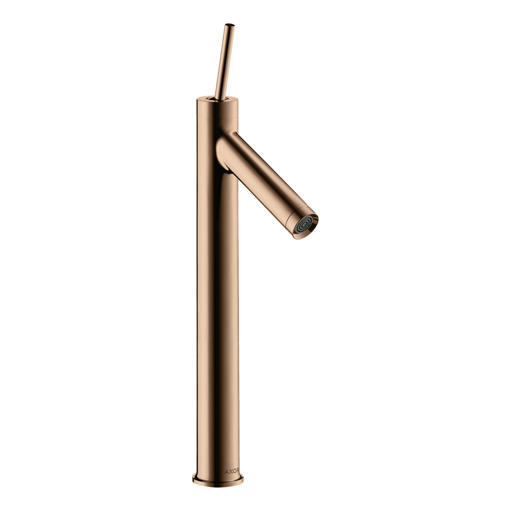 AXOR Starck Single Pin Handle Basin Mixer Faucet 250 with Open Waste Set from Brandt in Polished Red Gold finish