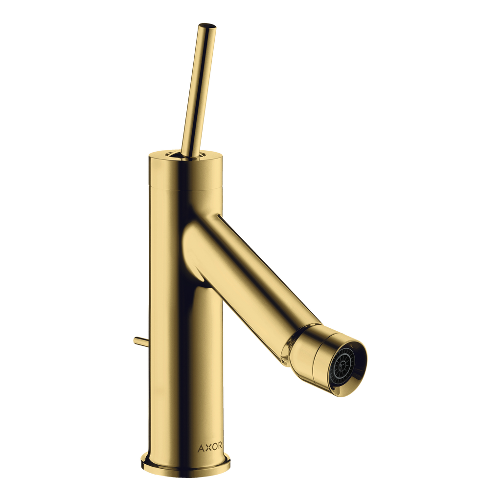 AXOR Starck Single Pin Handle Bidet Mixer Faucet with Pop-Up Waste Set from Brandt in Polished Gold Optic finish