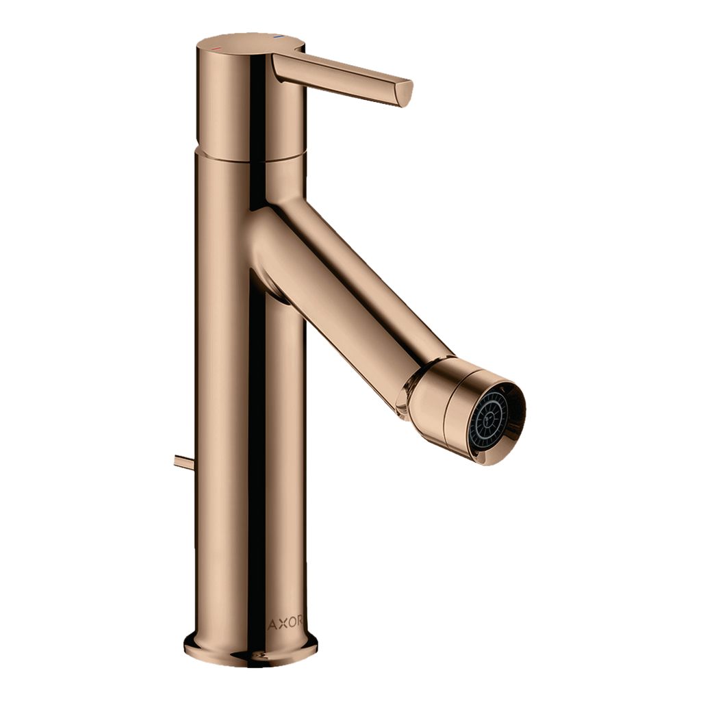 AXOR Starck Single Lever Handle Bidet Mixer Faucet with Pop-Up Waste Set from Brandt in Polished Red Gold finish
