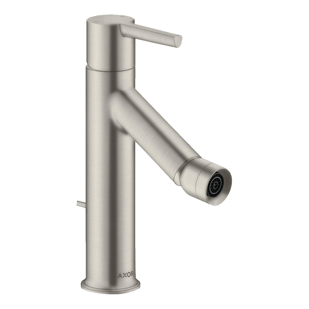 AXOR Starck Single Lever Handle Bidet Mixer Faucet with Pop-Up Waste Set from Brandt in Stainless Steel Optic finish