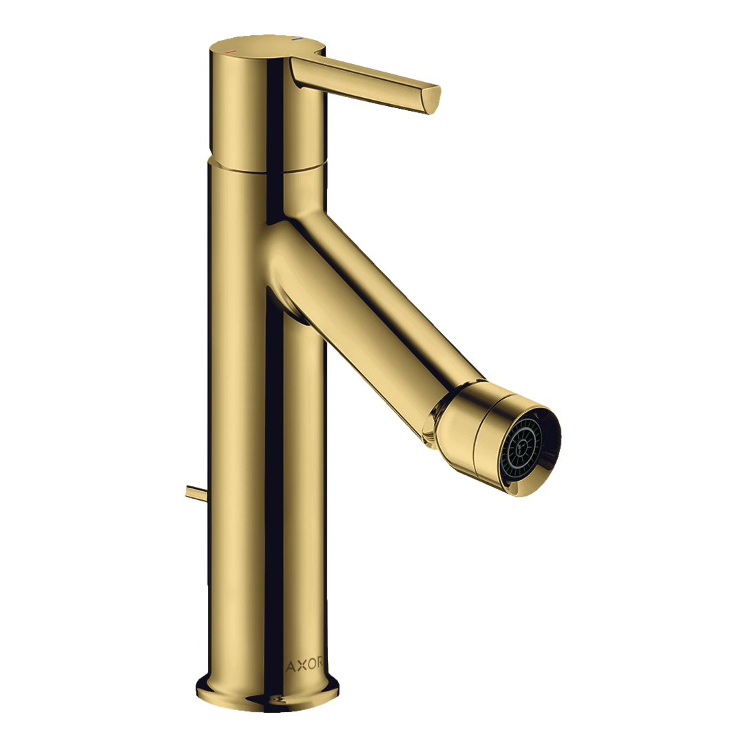AXOR Starck Single Lever Handle Bidet Mixer Faucet with Pop-Up Waste Set from Brandt in Polished Gold Optic finish