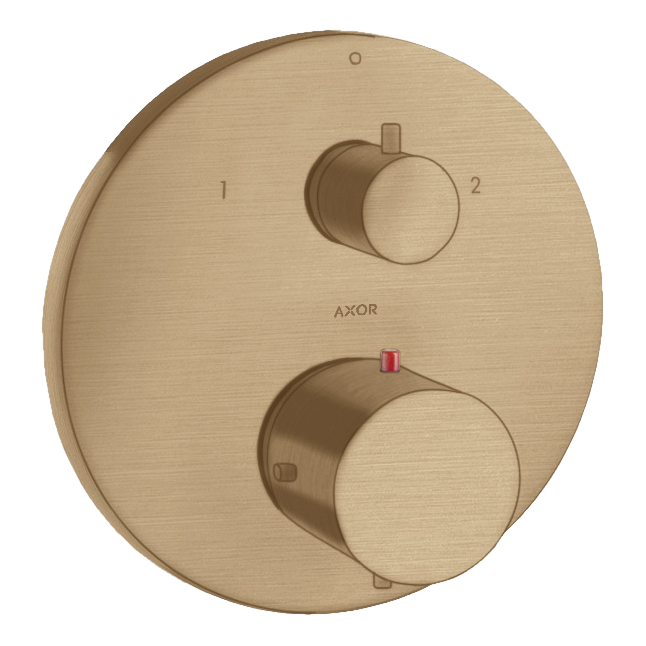 AXOR Starck Concealed Bath & Shower Thermostat with Shut-Off Diverter Valve from Brandt in Brushed Bronze finish