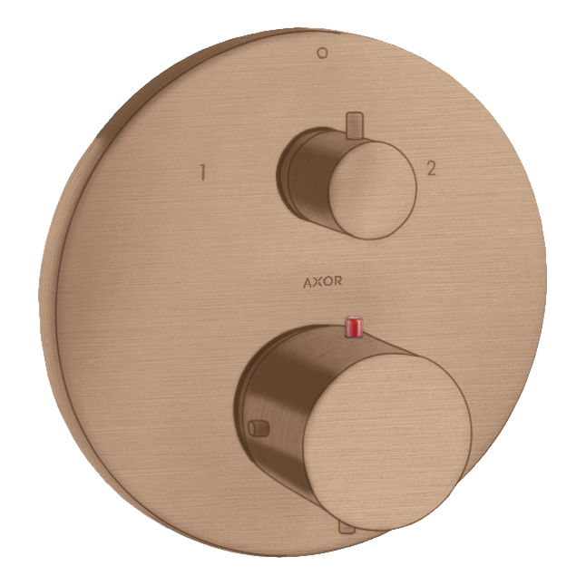 AXOR Starck Concealed Bath & Shower Thermostat with Shut-Off Diverter Valve from Brandt in Brushed Red Gold finish