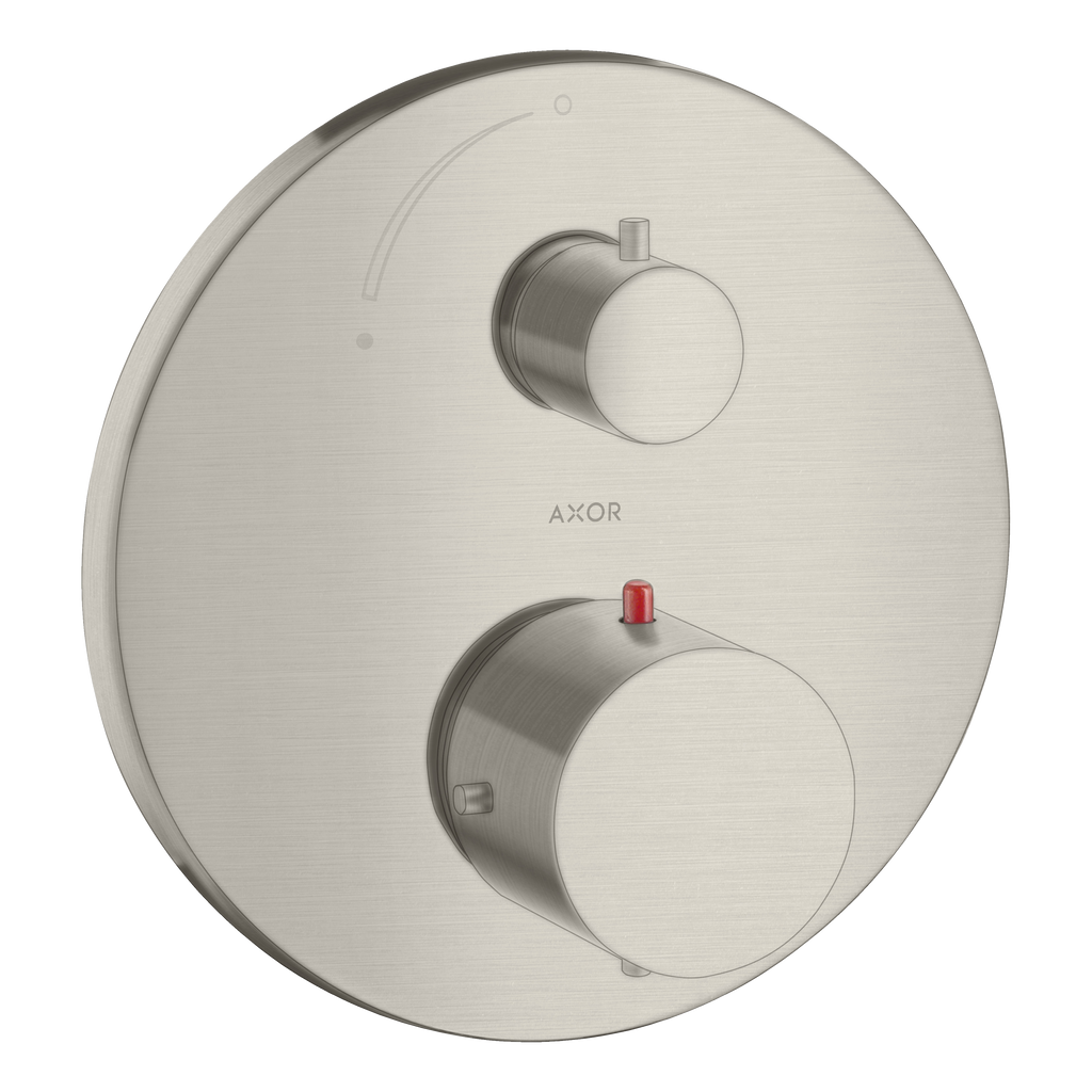 AXOR Starck Concealed Shower Thermostat with Shut-Off Valve from Brandt in Stainless Steel Optic finish