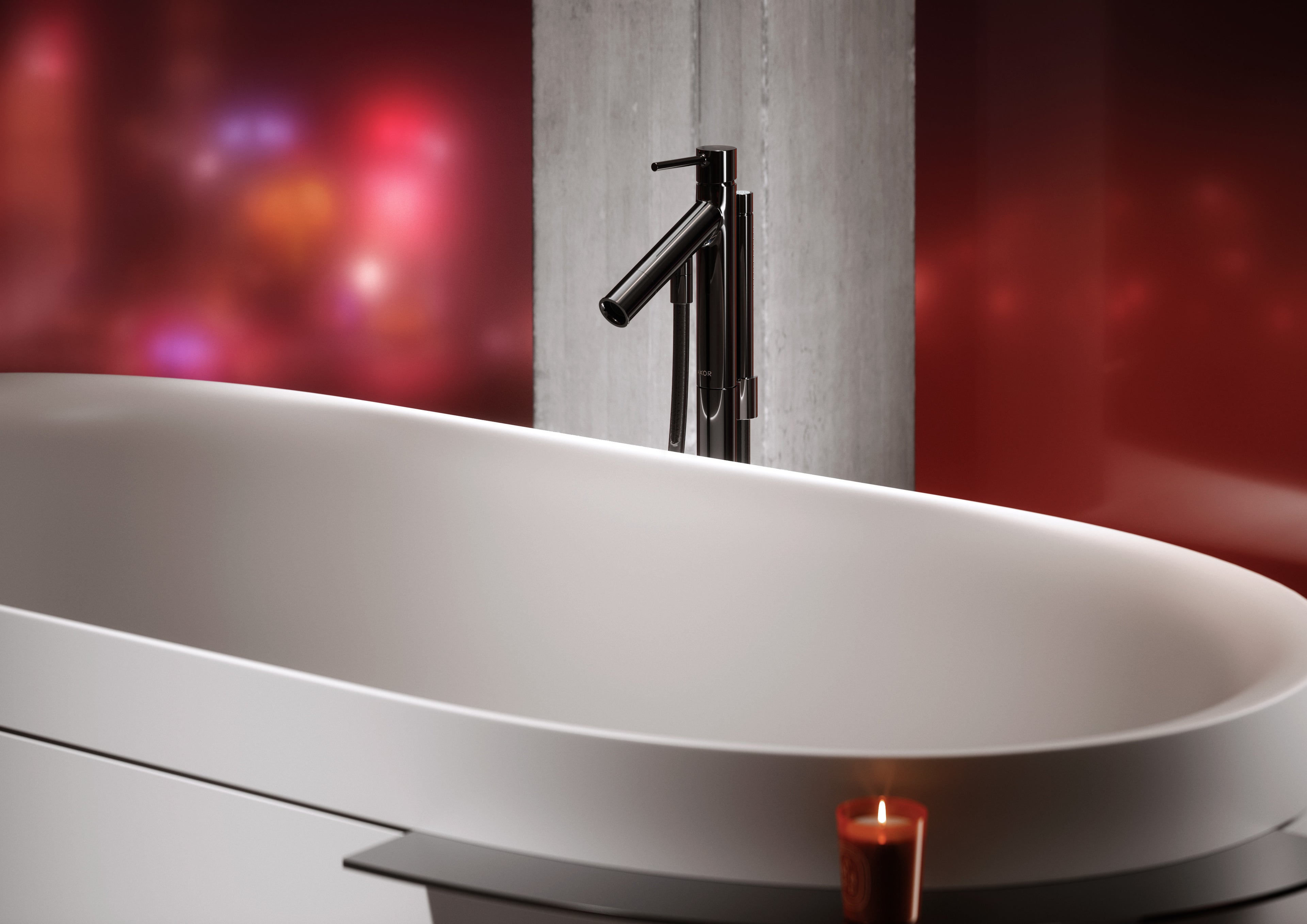 AXOR Starck Floorstanding Bath and Shower Mixer Faucet from Brandt in Polished Black Chrome finish