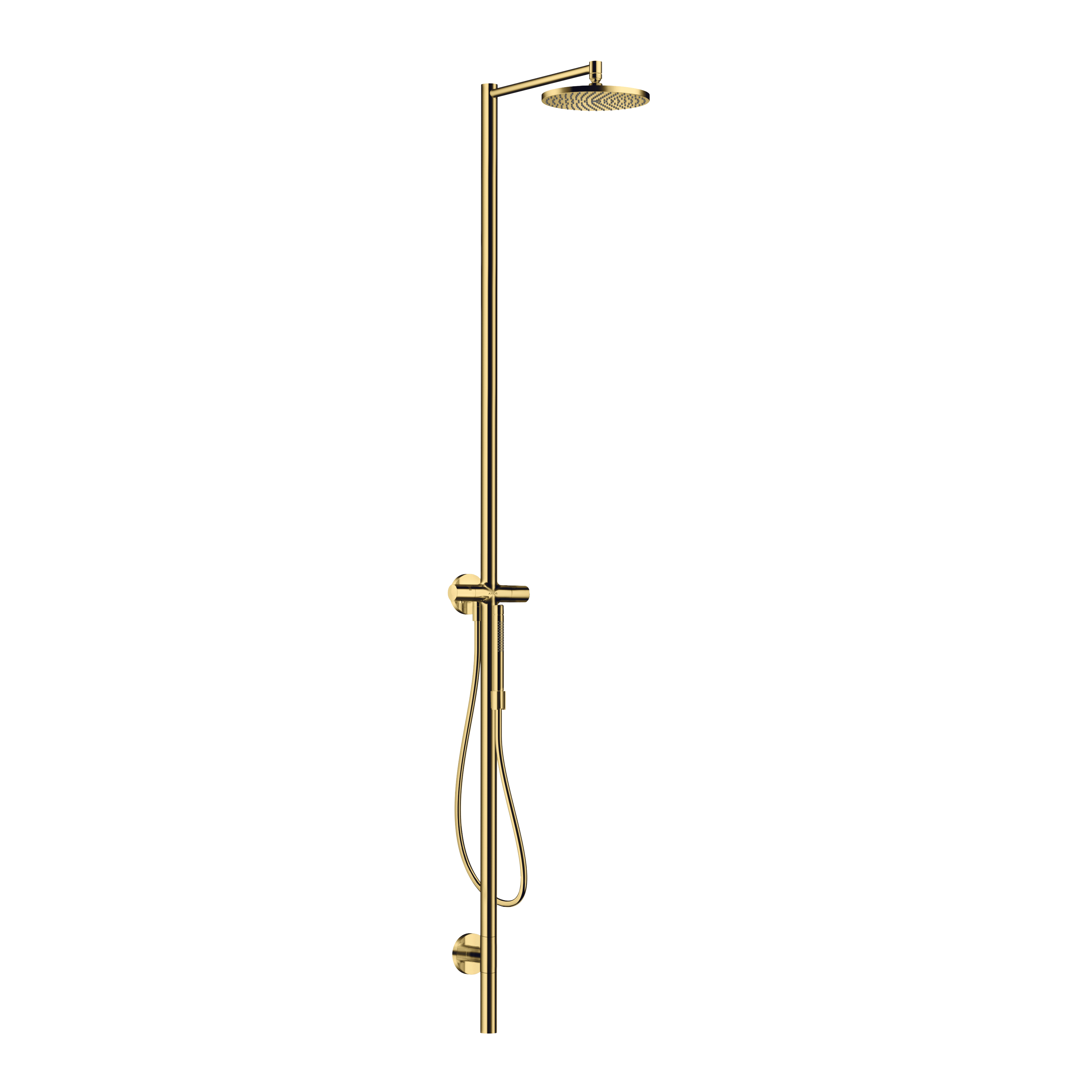 AXOR Starck Nature Outdoor Shower Column with Overhead Shower 240 1jet from Brandt in Polished Gold Optic finish