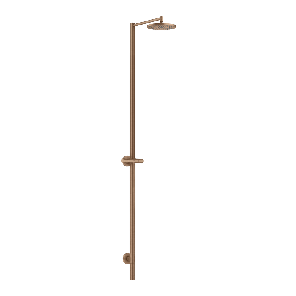 AXOR Starck Nature Outdoor Shower Column with Overhead Shower 240 1jet without Hand Shower from Brandt in Brushed Red Gold finish