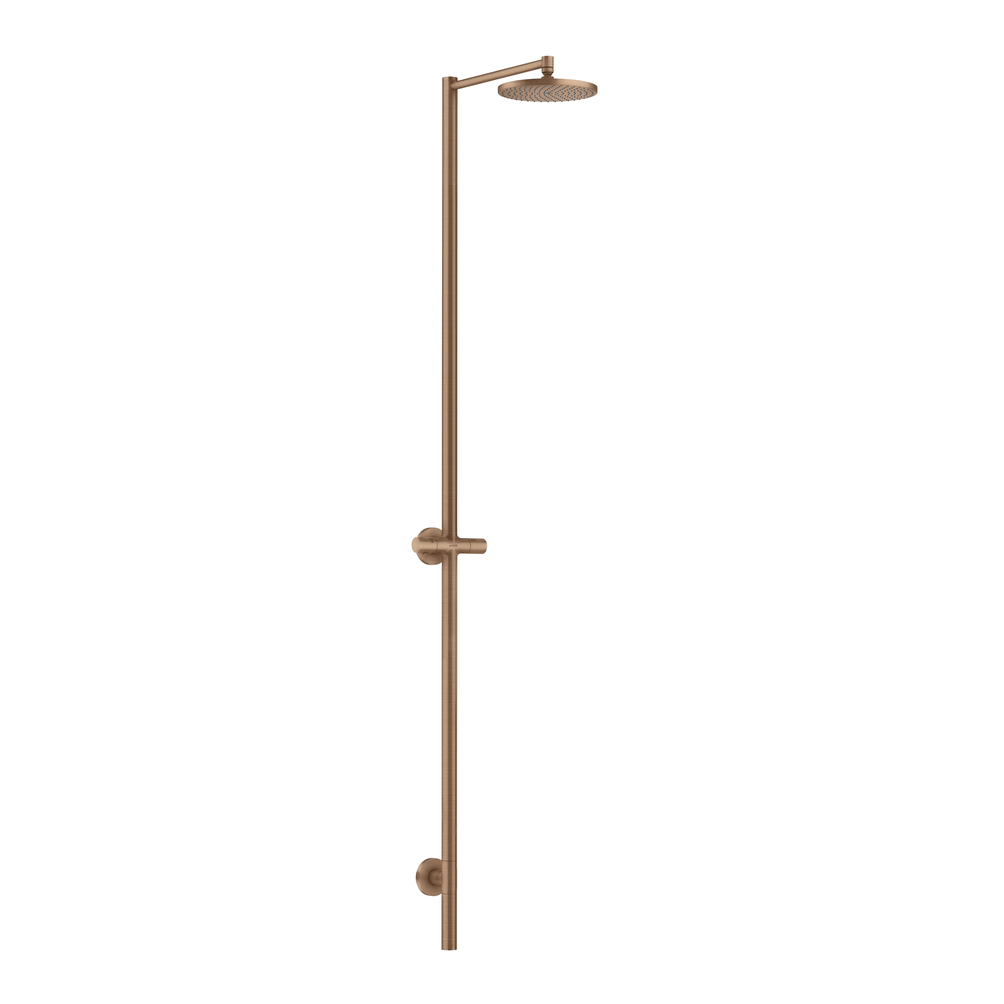 AXOR Starck Nature Outdoor Shower Column with Overhead Shower 240 1jet without Hand Shower from Brandt in Brushed Red Gold finish