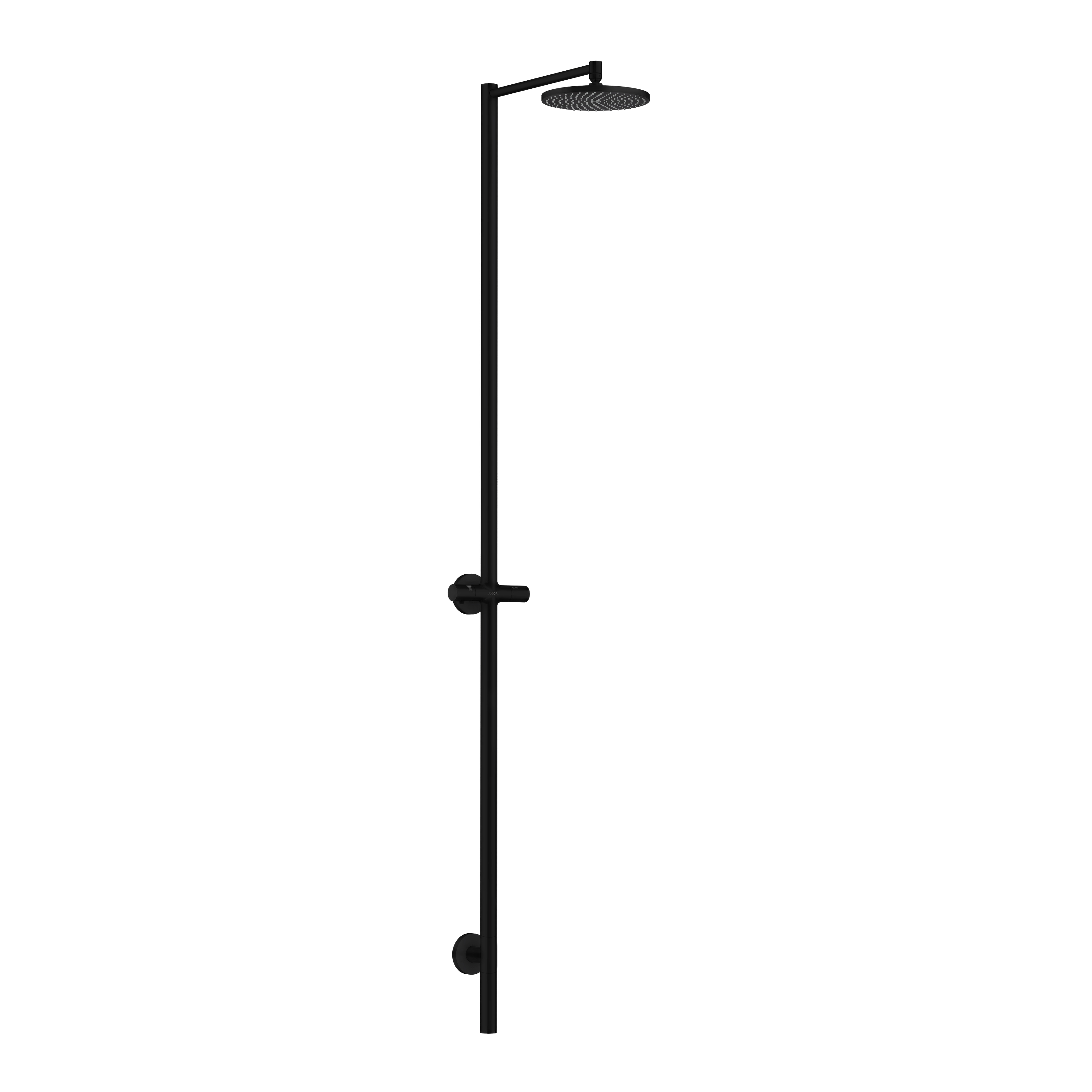 AXOR Starck Nature Outdoor Shower Column with Overhead Shower 240 1jet without Hand Shower from Brandt in Matt Black finish