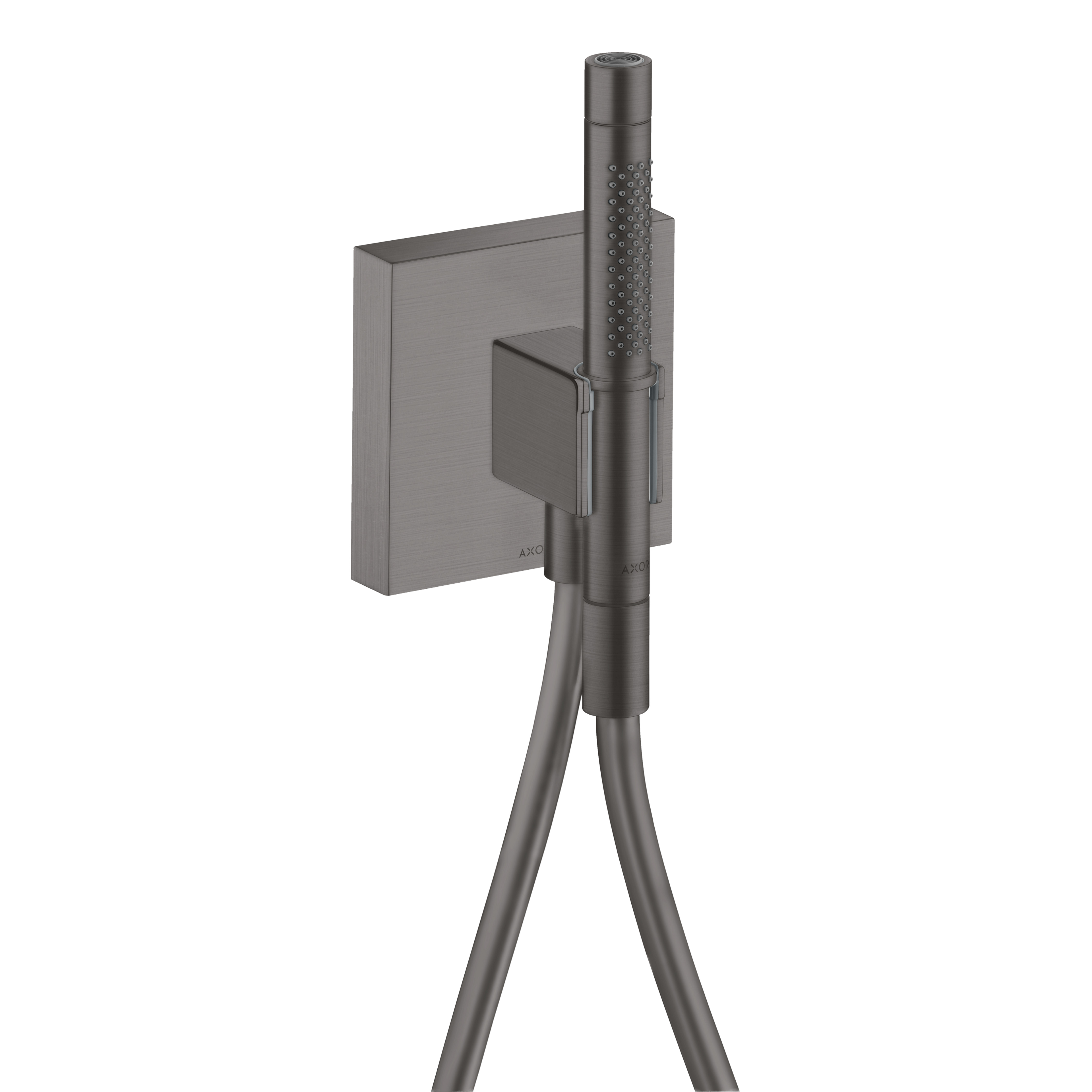 AXOR Starck Porter Unit 120/120 with Baton Hand Shower 2jet and Shower Hose from Brandt in Brushed Black Chrome finish