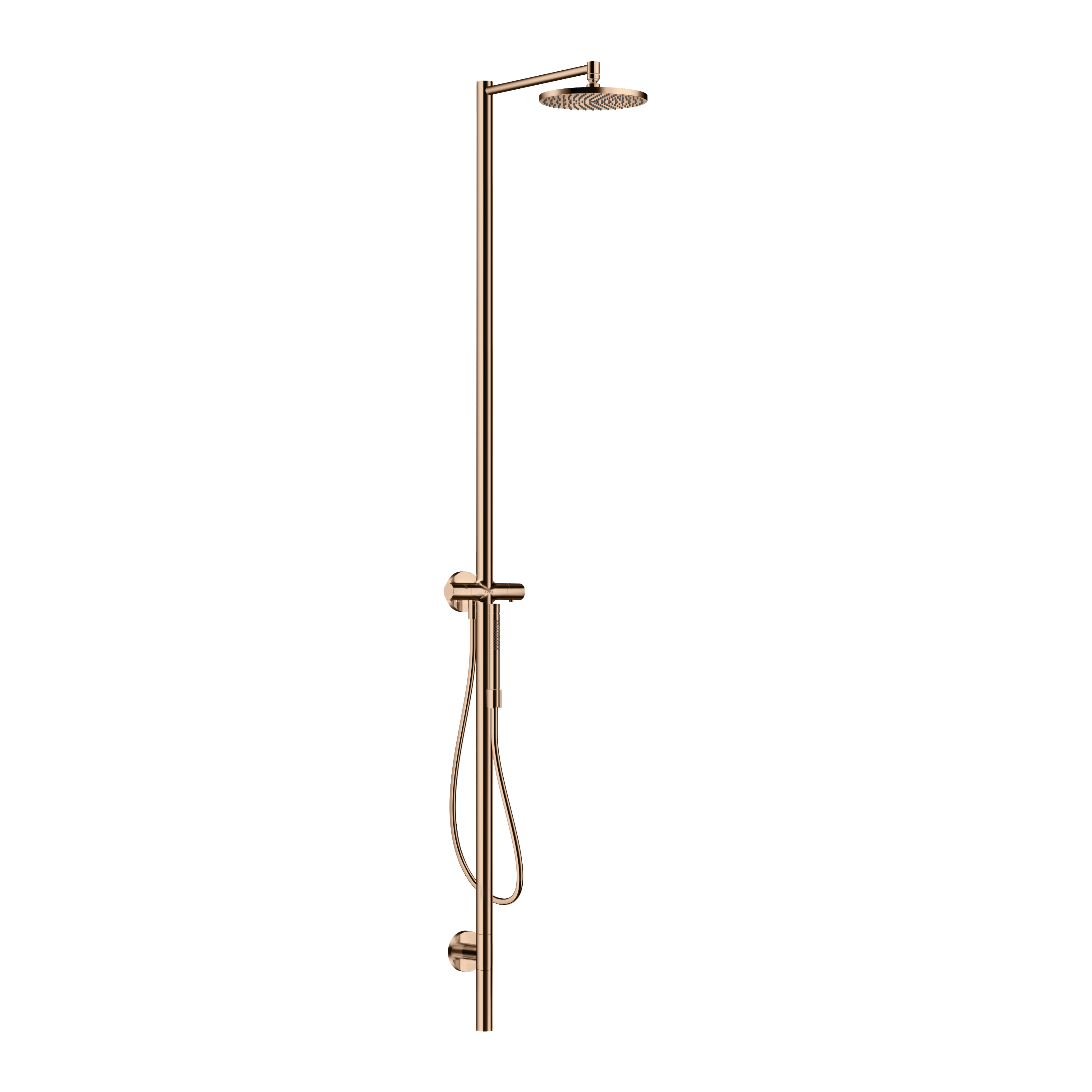 AXOR Starck Shower Column with Thermostat and Overhead Shower 240 1jet from Brandt in Polished Red Gold finish