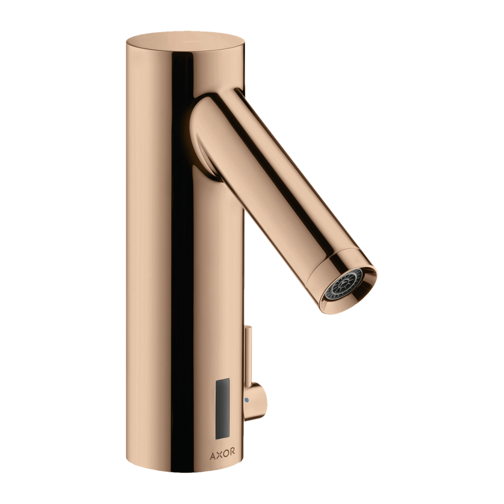 AXOR Starck Touchless Battery Operated Basin Mixer Faucet with Adjustable Temperature from Brandt in Polished Red Gold finish