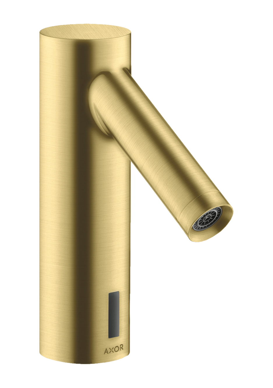 AXOR Starck Touchless Battery Operated Basin Mixer Faucet with Pre-Adjusted Temperature from Brandt in Brushed Brass finish