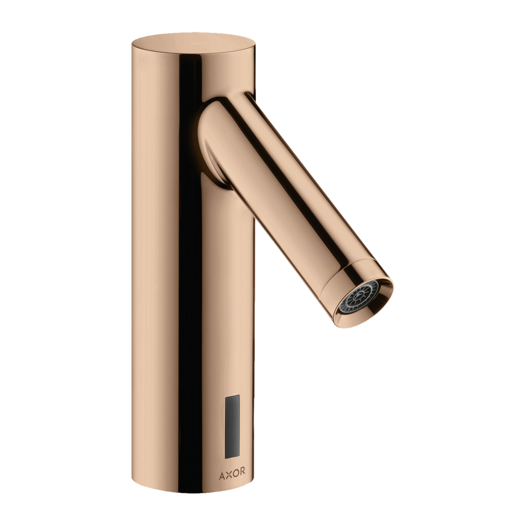 AXOR Starck Touchless 230 V Basin Mixer Faucet with Pre-adjusted Temperature from Brandt in Polished Red Gold finish