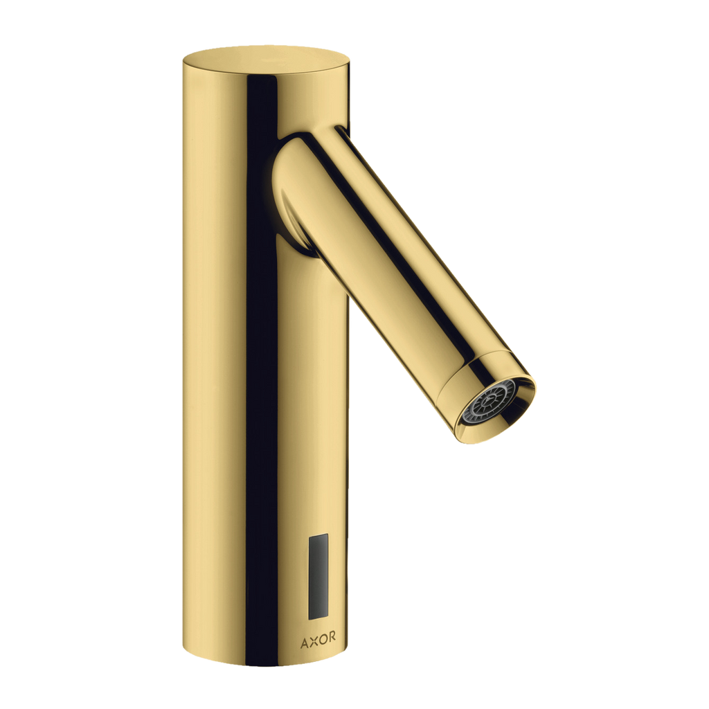 AXOR Starck Touchless 230 V Basin Mixer Faucet with Pre-adjusted Temperature from Brandt in Polished Gold Optic finish